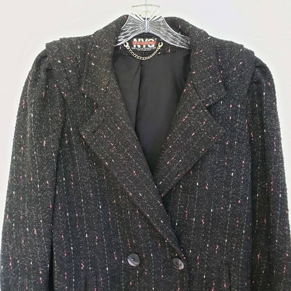 New York Girl Women's Black Double Breasted Half Trench Jacket Coat - Picture 2 of 12